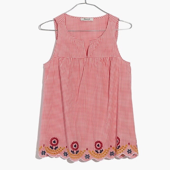 Madewell Embroidered Gingham Tank Top - Picture 4 of 8